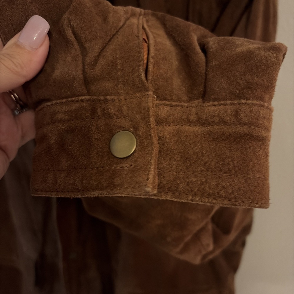 HILL & ARCHER BROWN SUEDE GENUINE LEATHER 2 TONE MENS JACKET SIZE 46 - Picture 9 of 12